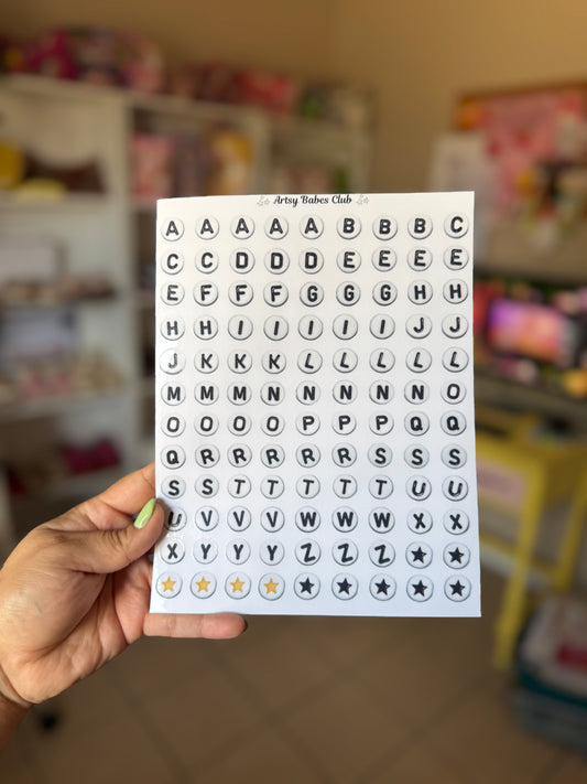Large Letter beads sticker sheet