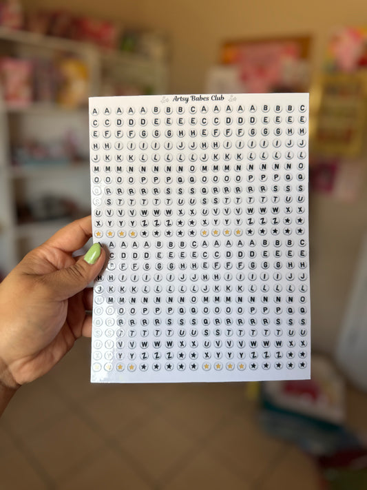 Small letter beads sticker sheet
