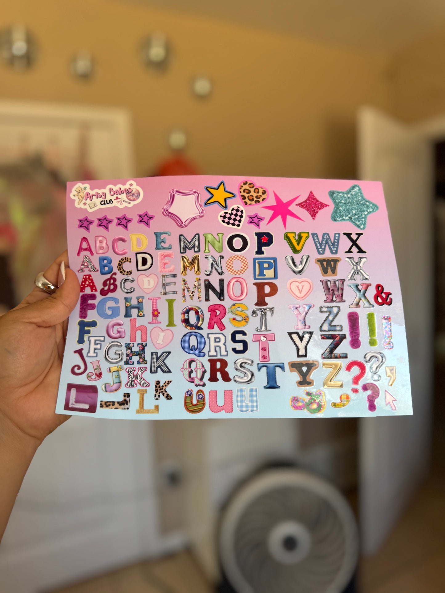 Random letters sticker sheet